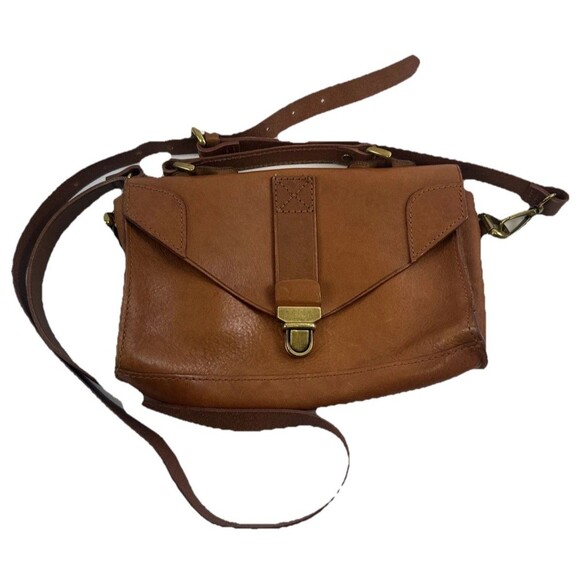 Madewell Mini Lovelock Leather Crossbody Light Brown Soft Adjustable Flap Clasp - Picture 1 of 16